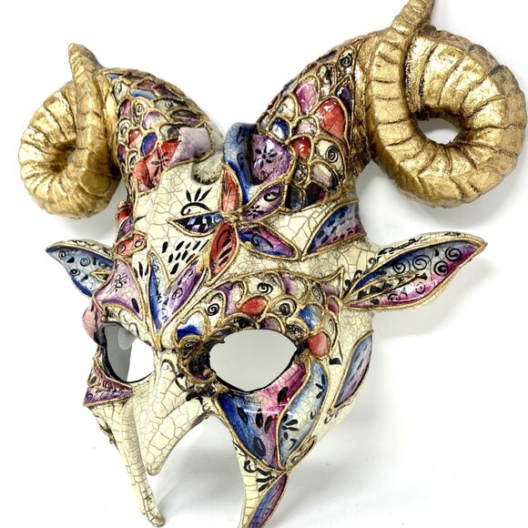 Krampus Ram Goat Demon with Horns Devil Halloween Masquerade Masks Party - Picture 4 of 4